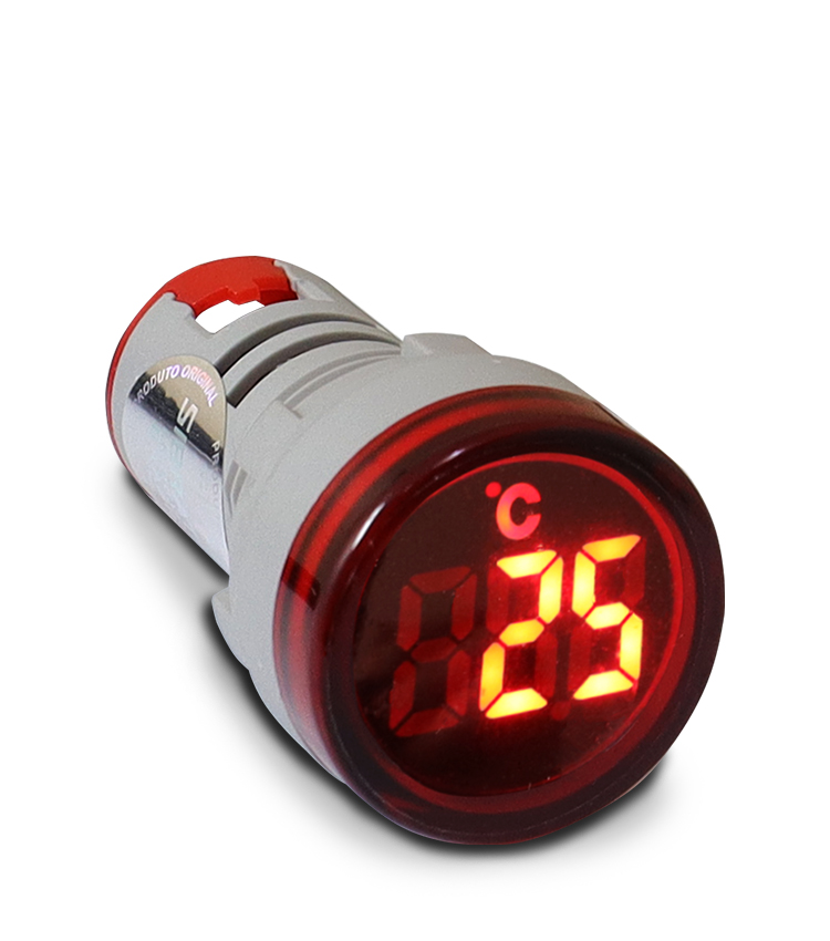 Medidor de Temperatura 22mm AD22-22TMR Vermelho com Medição -20°C até 199°C - Alimentação 60~380V