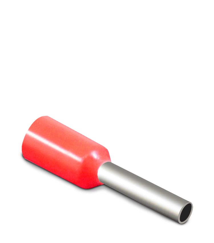 Terminal Pré-Isolado Tubular Simples 1,0mm² - Vermelho – E1008 - Cento