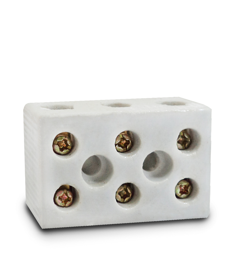 Conector de Porcelana 3 Polos 40A para Cabos de 4mm² - Modelo F0638 *Campanha Promocional*