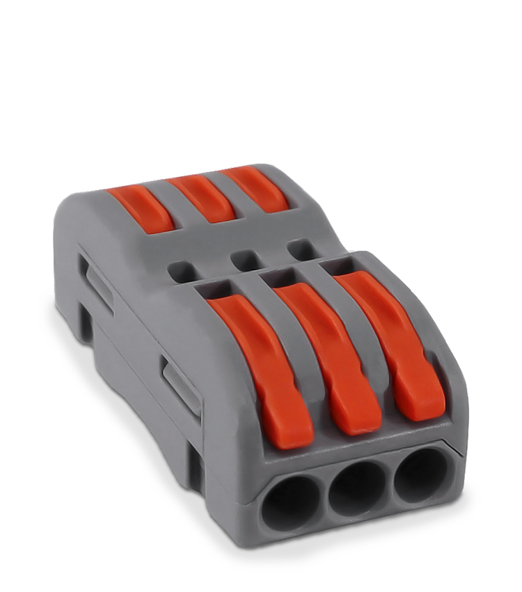 Conector Alavanca de Emenda KV313 (Kv211) com 3 Vias 3 Polos Cabo de 0,8~4,0mm² Corrente até 32A 