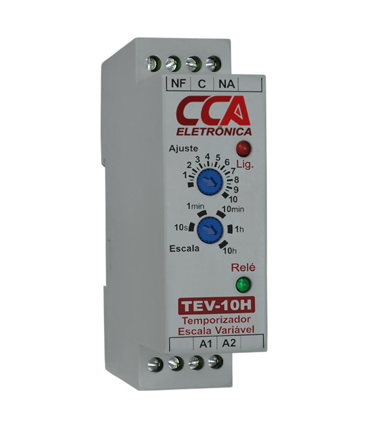 Temporizador Analógico Variável Ajuste 0,3s à 10h. Em 12Vca/Vcc e 1 contato reversível - Retardo na Energização (ON-DELAY)