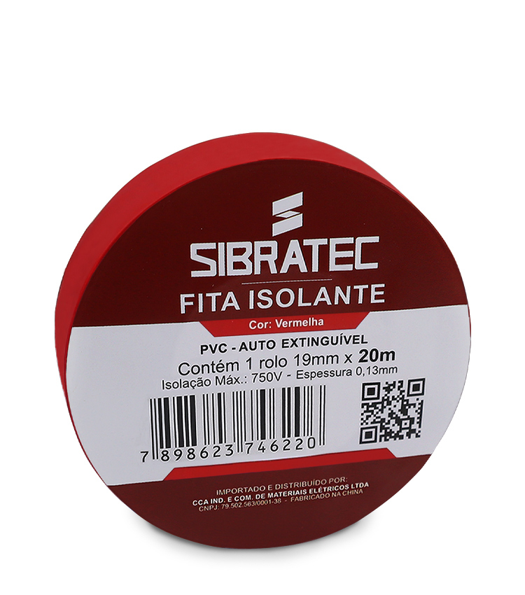 Fita isolante Vermelha 19mm x 20 metros (8717)