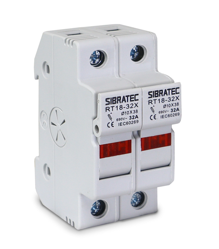 Porta Fusível tipo Cartucho 2 Polos RT18-32 690Vca com Indicador para Fusíveis 10x38mm até 32A 