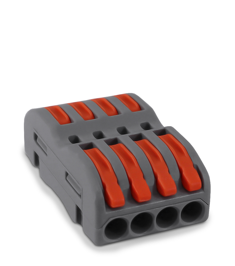 Conector Alavanca de Emenda KV223 (Kv211) com 4 Vias 4 Polos Cabo de 0,8~4,0mm² Corrente até 32A 