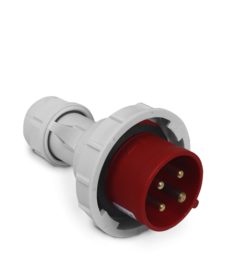 Plugue Polarizado - IP67 - 380Vca - 16A - 6Hs - Vermelho - 3P+T - Modelo 0142