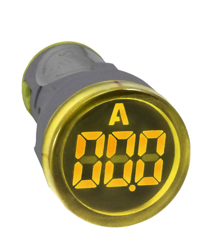 Amperímetro Digital AD22-22AM-Y 22mm Amarelo de 0-100A - Alimentação 60~380Vca