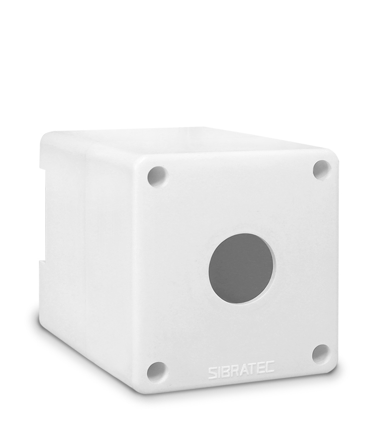 Caixa Plástica Branca BX1-SB de Sobrepor ou Fixar em Trilho DIN com 1 Furo Ø22mm - Dimensões: 78x72x76mm (CxLxH) IP54
