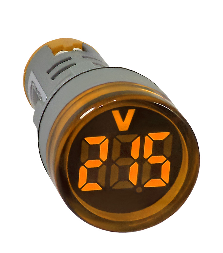Voltímetro Digital 22mm Amarelo de 20-500Vca - AD22-22VS-Y 